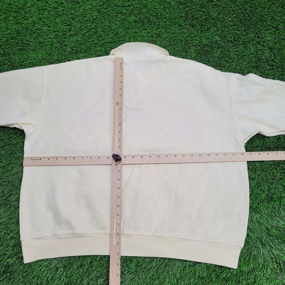 Vintage 90s Jantzen Sweater XL 26x25 Ivory Crest Ribbed